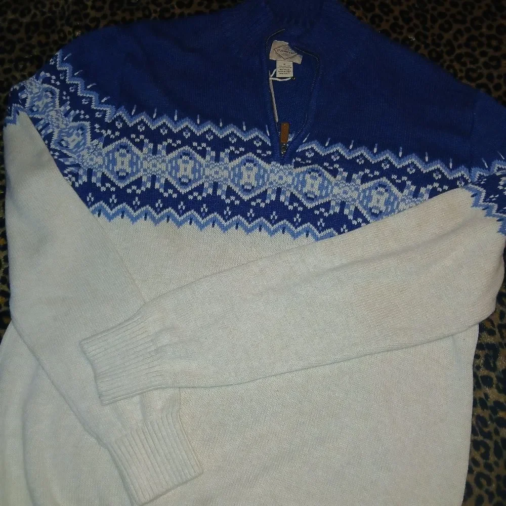 NWT ST. JOHN'S BAY Mock Turtle Neck Sweater With Zipper Men's Size Medium